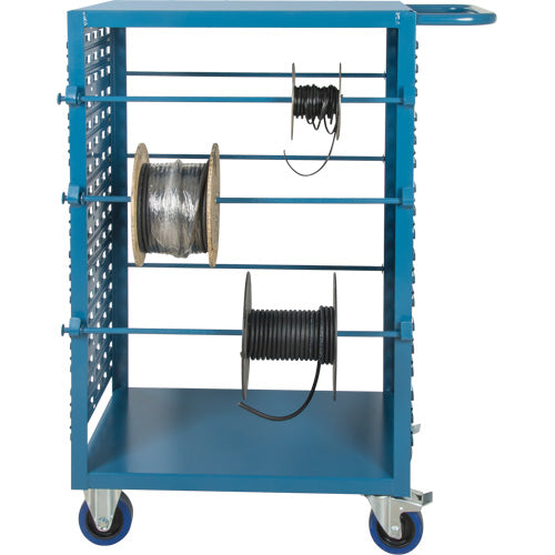 Mobile Coiled Material Cart, Steel, 6 Posts, 21" W x 48" H x 38" D, 1200 lb Capacity - MP086