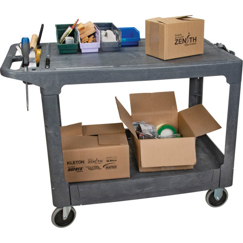 Utility Cart for Maintenance with Flat Shelf, 2 Tier, 25-1/4" x 32-1/4" x 44", 550 lb Capacity - MP642