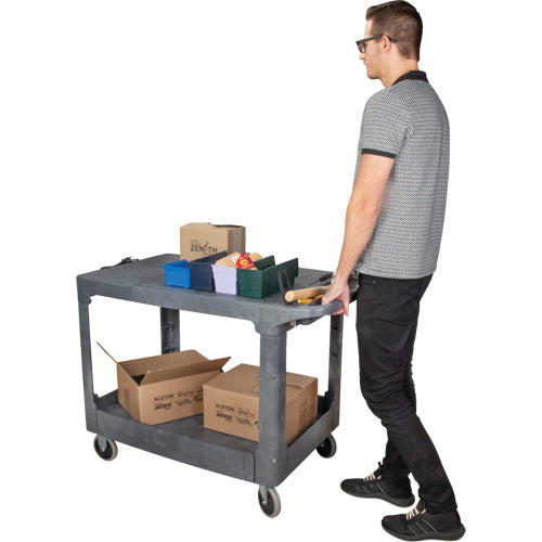 Utility Cart for Maintenance with Flat Shelf, 2 Tier, 25-1/4" x 32-1/4" x 44", 550 lb Capacity - MP642