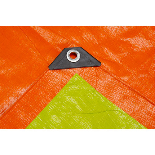 Bâche tissée robuste haute visibilité, Vert/Orange, 16' x 20' x 12 mils - NAA096