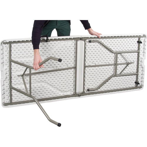 Table se pliant en deux, Rectangulaire, 72" l x 30" la, Polyéthylène, Blanc - ON601