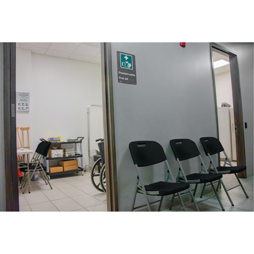 Folding Chair, Polyethylene, Black, 350 lb Capacity - OP448