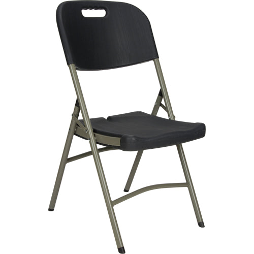 Folding Chair, Polyethylene, Black, 350 lb Capacity - OP448