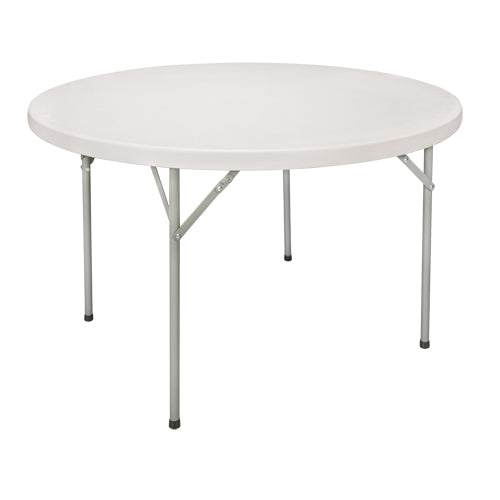 Table pliante, Ronde, 48" l x 48" la, Polyéthylène, Blanc - OQ320