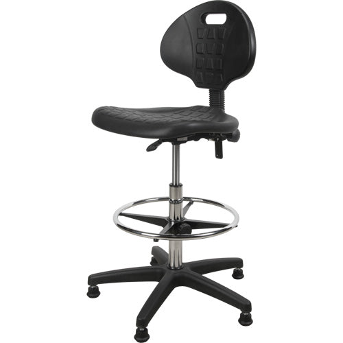 Tabouret robuste et ergonomique, Stationnaire, Ajustable, 39” - 48”, Polyuréthane Siège, Noir - OR066