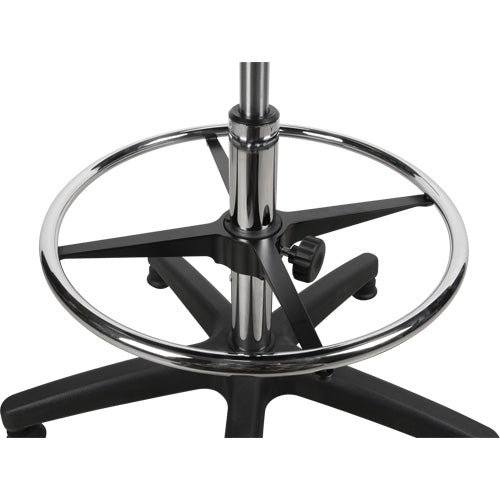 Tabouret robuste et ergonomique, Stationnaire, Ajustable, 39” - 48”, Polyuréthane Siège, Noir - OR066
