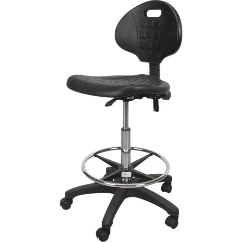 Tabouret robuste et ergonomique, Mobile, Ajustable, 39" - 48", Polyuréthane Siège, Noir - OR330