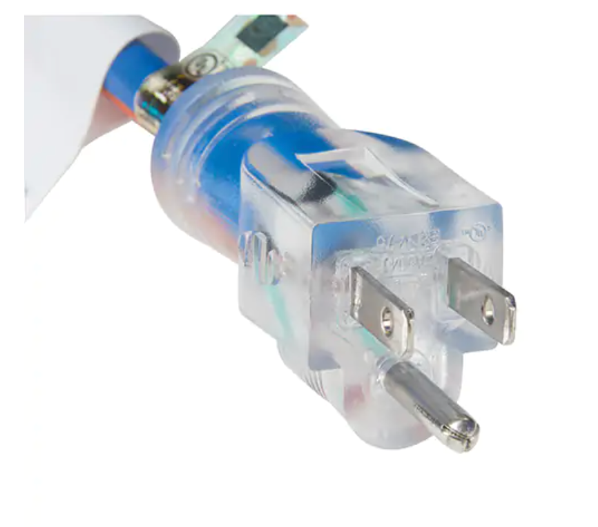 Cordon rallonge en caoutchouc TPE avec indicateur lumineux, toutes saisons, prise SJEOW AWG 12/3 15 A bleu/orange.