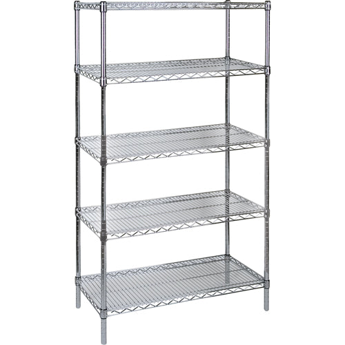 Étagère en treillis chromaté à usage standard, Tiers 5, 48" la x 74" h x 18" p - RN543