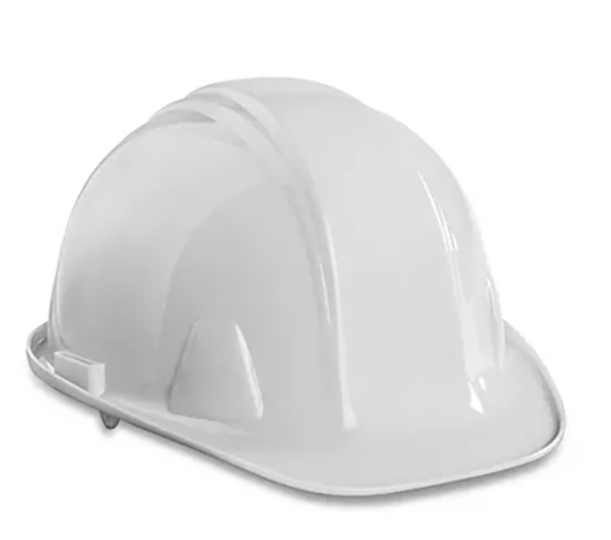 Casque de chantier ajustable blanc approuvé CSA pour protection professionnelle sur chantier.
