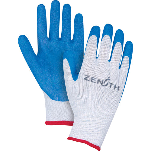 Seamless knitted natural rubber coated gloves, latex coating, 10 gauge, polyester/cotton shell