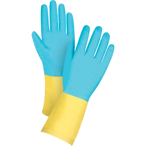 Gants trempés résistants aux produits chimiques, 12" lo, Néoprène/Latex de caoutchouc, Doublure en Ouatée