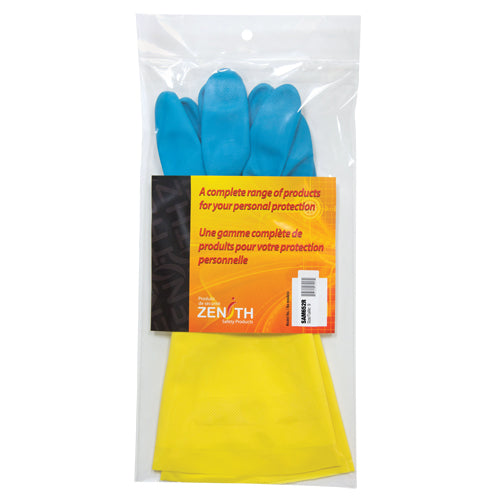 Gants trempés résistants aux produits chimiques, 12" lo, Néoprène/Latex de caoutchouc, Doublure en Ouatée