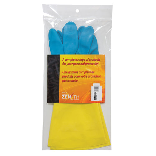 Gants trempés résistants aux produits chimiques, 12" lo, Néoprène/Latex de caoutchouc, Doublure en Ouatée