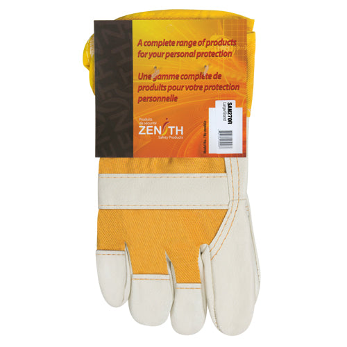 Furniture Leather Gloves, Large, Cowhide Palm, Cotton Lining - SAN270R