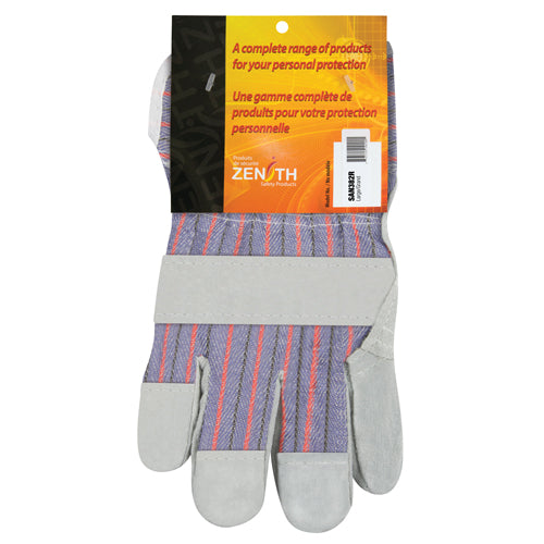 Gants d'ajusteur à paume renforcée d'usage standard, Grand, Paume en Cuir de vache refendu, Doublure en Coton - SAN382R