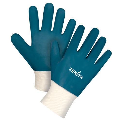 Gants à poignet en tricot de poids lourd avec revêtement nitrile et enveloppe en coton