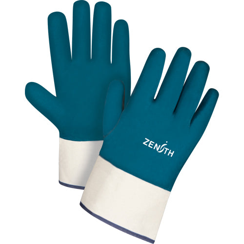 Heavy duty safety wrist gloves with nitrile coating and cotton shell