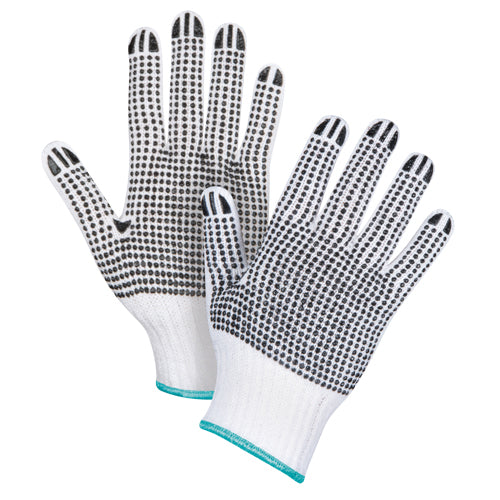 Gants tricotés deux côtés à pois en poly/coton, calibre 7, confort et polyvalence