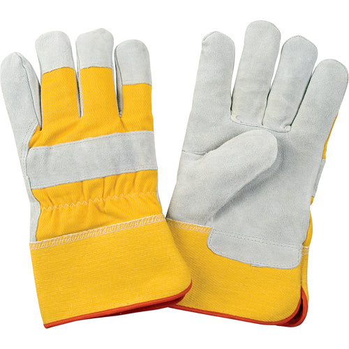 Gants d'ajusteur doublés pour l'hiver de première qualité, Grand, Paume en Cuir de vache refendu, Doublure en Molleton de mousse - SAP241