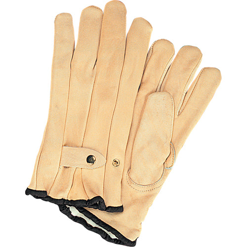 Gants de cordeur doublés pour l'hiver, Paume Cuir fleur de vache, Doubleure Molleton