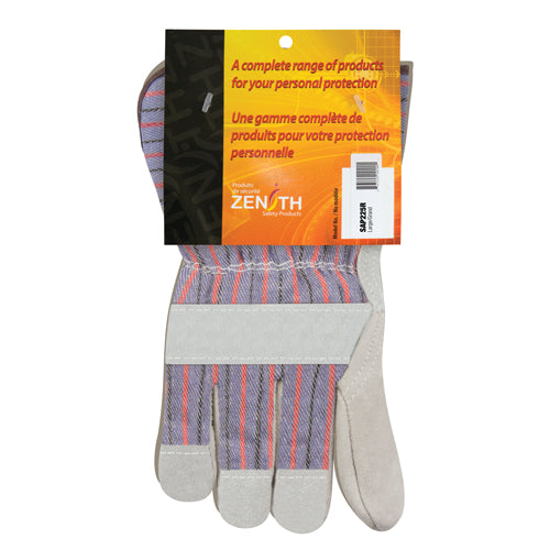 Gants d'ajusteur à paume renforcée de première qualité, Grand, Paume en Cuir de vache refendu, Doublure en Coton - SAP225R