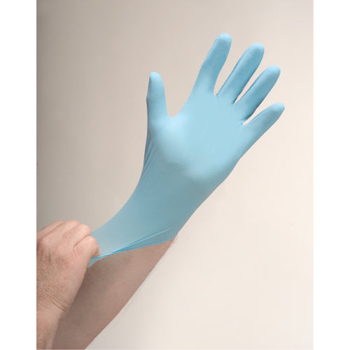 Gants d'examen résistants à la perforation en nitrile 4,5 mils poudrés bleu