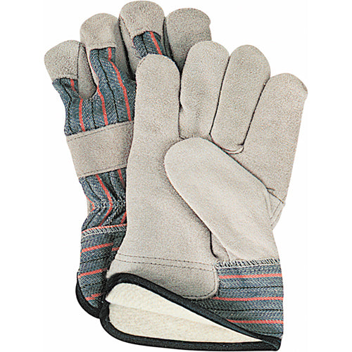 Winter Lined Fitter Gloves, Large, Split Cowhide Palm, Cotton Fleece Lining - SD613