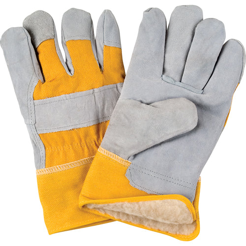 Winter Lined Fitter Gloves, Large, Split Cowhide Palm, Boa Lining - SD614R