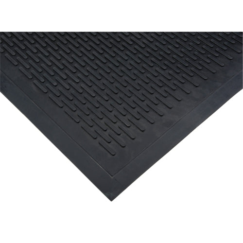 Tapis à profil bas, Caoutchouc, Grattoir Type, Motif Plein, 3' x 5', Noir - SDL871