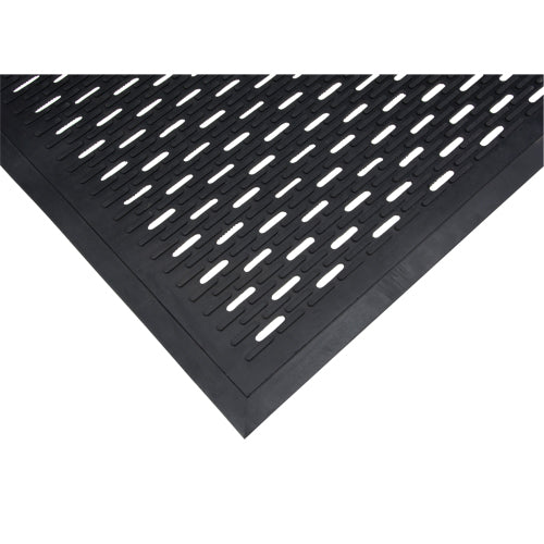 Tapis à profil bas, Caoutchouc, Grattoir Type, Motif À fentes, 3' x 5', Noir - SDL872