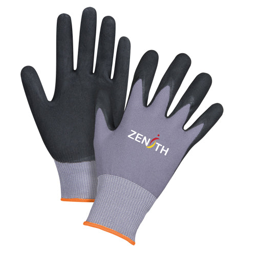 Gants ZX-1 de première qualité compatibles avec les écrans tactiles, revêtement nitrile/mousse, calibre 15, enveloppe en nylon