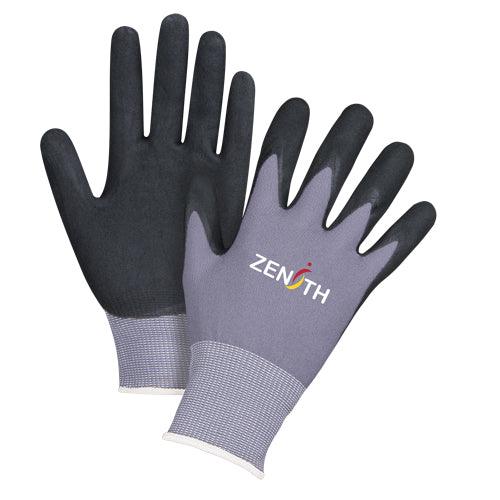 Gants ZX-1 de première qualité compatibles avec les écrans tactiles, revêtement nitrile/mousse, calibre 15, enveloppe en nylon