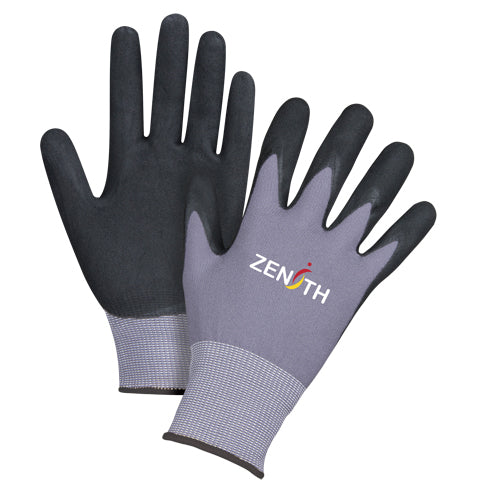 Gants ZX-1 de première qualité compatibles avec les écrans tactiles, revêtement nitrile/mousse, calibre 15, enveloppe en nylon