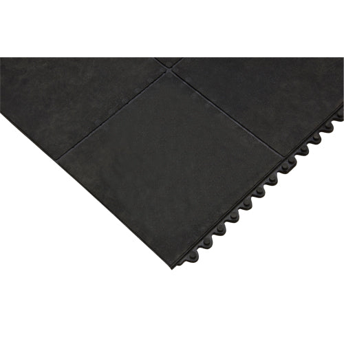 Tapis antifatigue, Lisse, 3' x 3' x 1/2", Noir, Caoutchouc naturel - SDS622