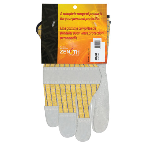 Gants d'ajusteur avec paume double supérieure, Grand, Paume en Cuir de vache refendu, Doublure en Coton - SE349R