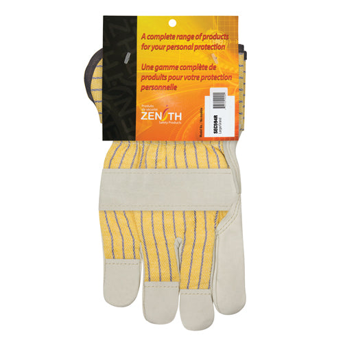 Gants d'ajusteur à paume renforcée, Grand, Paume en Cuir fleur de vache, Doublure en Coton - SEC594R