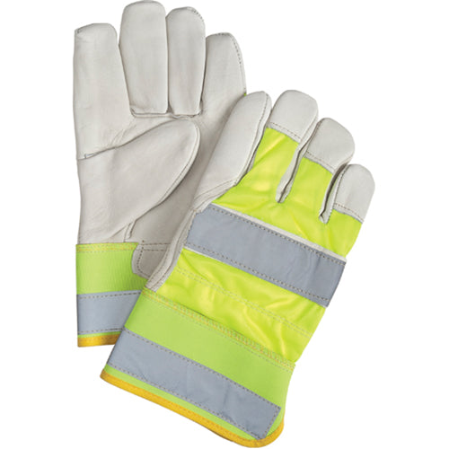 Gants d'ajusteur haute visibilité de première qualité, Grand, Paume en Cuir fleur de vache - SEK239