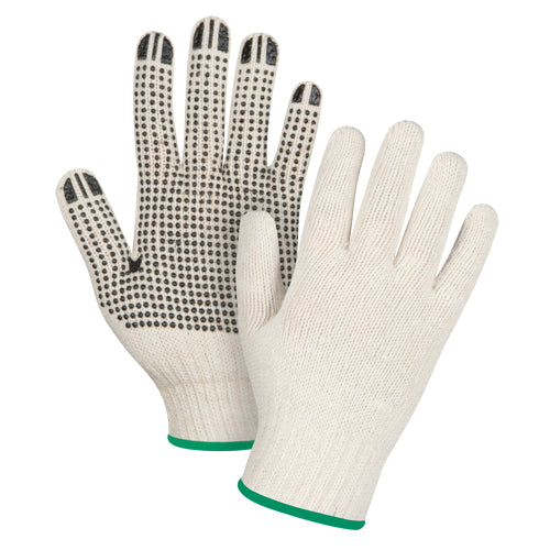 Heavyweight poly/cotton knit gloves, one sided, 7 gauge, heavy duty protection