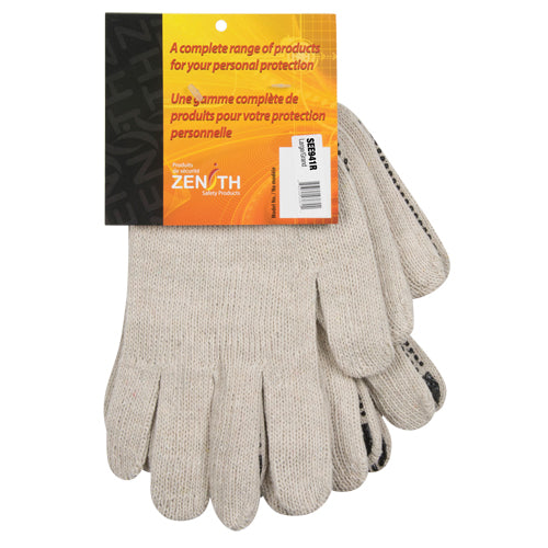 Gants tricotés de poids lourd, Poly/coton, Un côté, Calibre 7, Grand - SEE941R