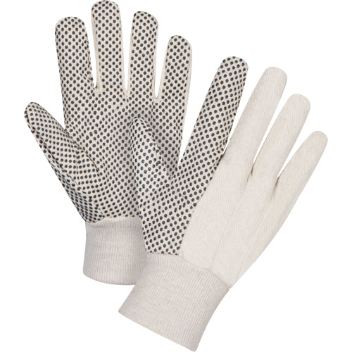 8 oz cotton canvas gloves with polka dots on the palm, durable and comfortable