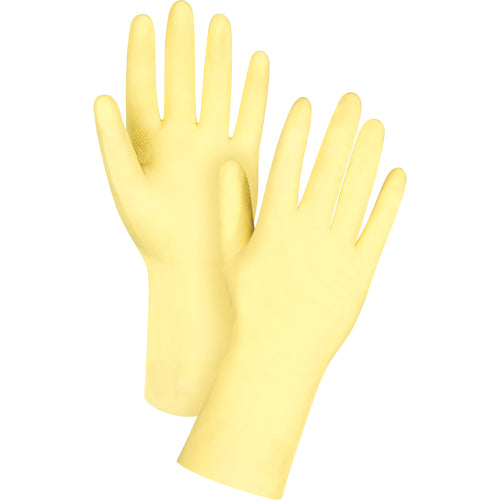 Gants jaune canari résistants aux produits chimiques, 12" longs, Latex, Doublure en Ouatée, 18 mils