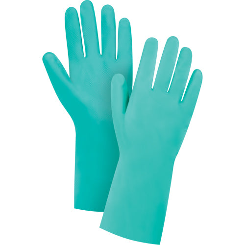 Gants de première qualité à prise en losange résistants aux produits chimiques, 13", Nitrile, Doublure en Ouatée, 15 mils
