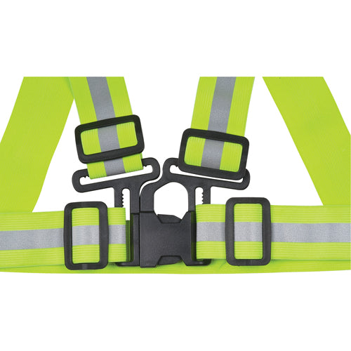 Standard Duty Safety Harness, High Visibility Lime Yellow, Silver Reflective Color, X-Large - SEF119