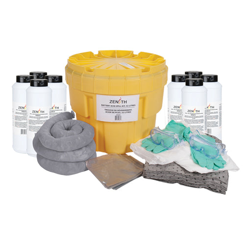 Battery Acid Spill Kit, Hazardous Materials, Overpack/Salvage Drum, 20 US gal. Absorbency - SEI264