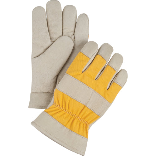 Premium winter lined work gloves, pigskin grain leather palm, foam fleece lining