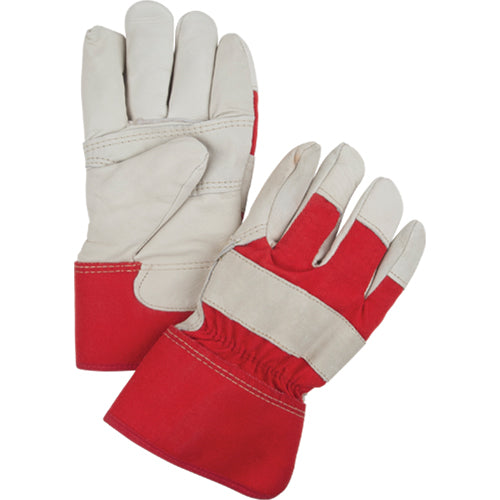 Gants d'ajusteur rouge & blanc doublés pour l'hiver, Grand, Paume en Cuir fleur de vache, Doublure en Boa - SEI681