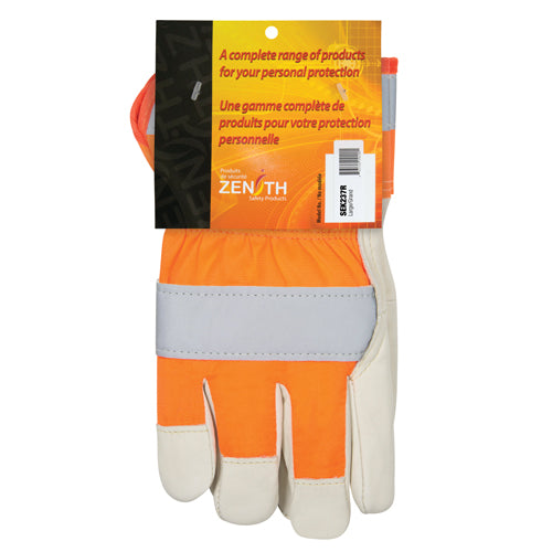 Gants d'ajusteur à chaleur supérieure orange haute visibilité, Grand, Paume en Cuir fleur de vache, Doublure en ThinsulateMC - SEK237R