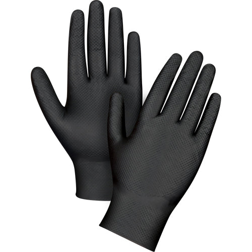 Gants d'examen de poids lourd à prise tactile, Nitrile, 8 mils, Sans poudre, Noir