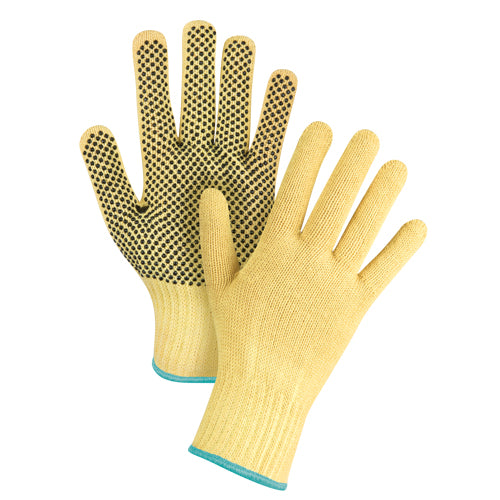 Gants tricotés sans couture à pois, Calibre 7, Revêtement PVC, Enveloppe en KevlarMD, ASTM ANSI niveau A2/EN 388 niveau 3